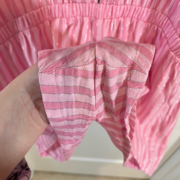 Like New Victoria Secret Flannel Pajama Sleep Romper Pink Striped - Picture 7 of 7